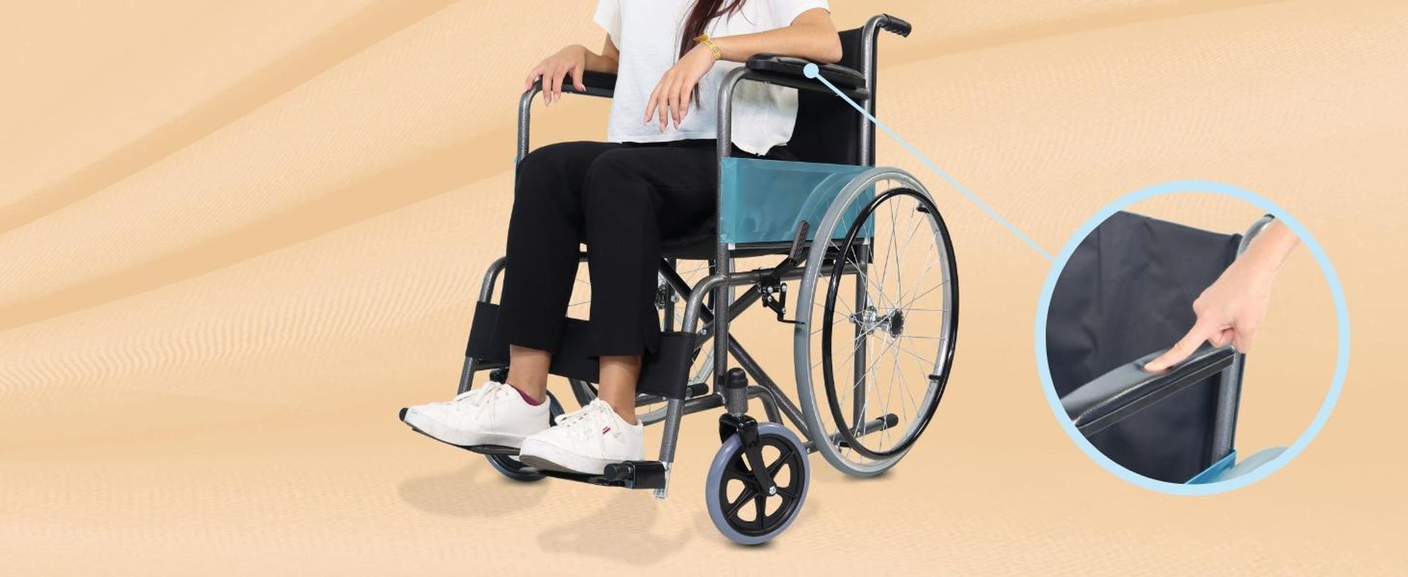Clinicalfy Klappbarer Rollstuhl Faltbar Faltrollstuhl Rollstühle Große Räder Orthopädisch Leicht Model Júcar