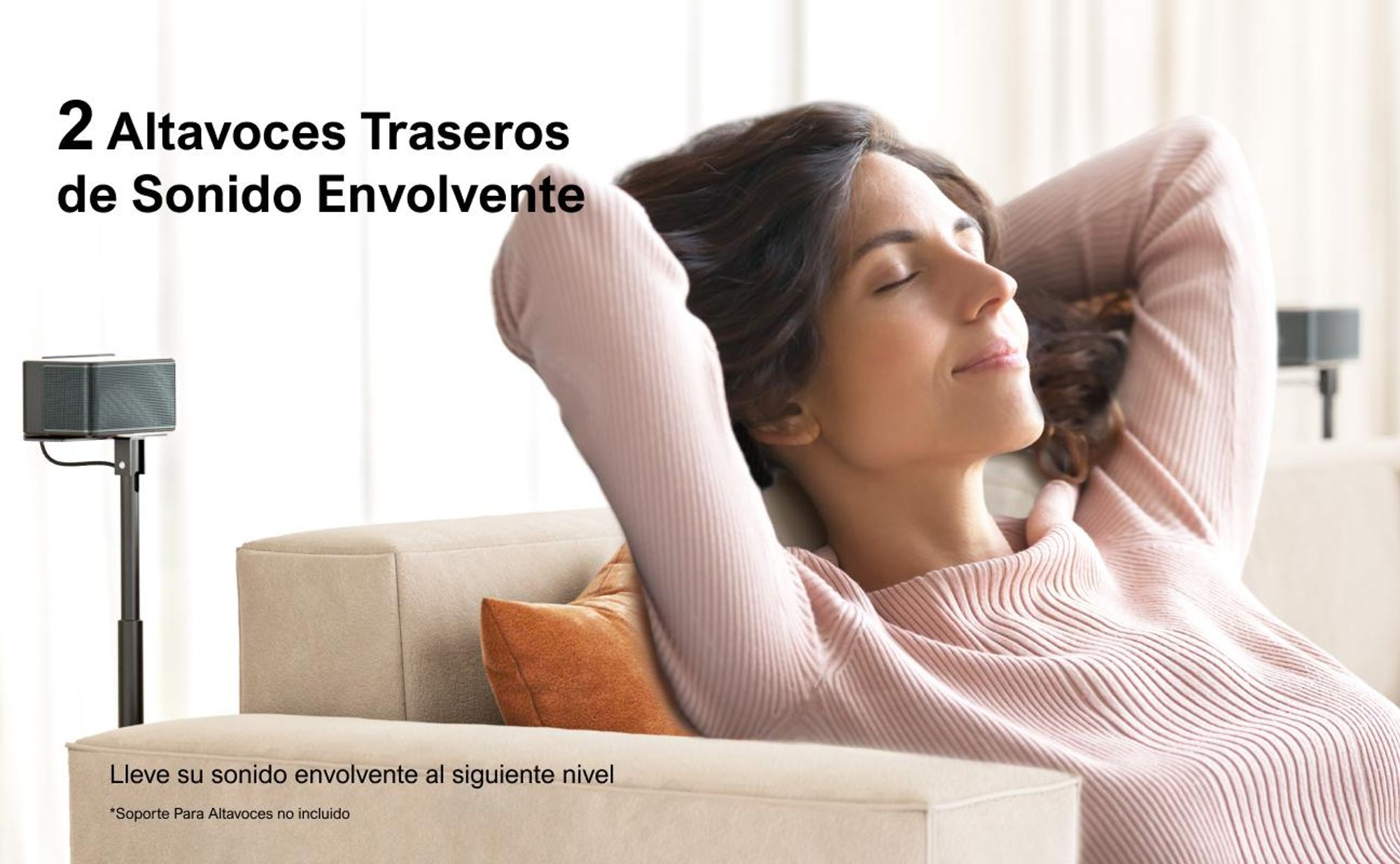 ULTIMEA 7.1: Sistema de sonido envolvente virtual para televisores, con una potencia máxima de 410W. Barra de sonido con subwoofer y altavoces envolventes ajustables, y control mediante aplicación