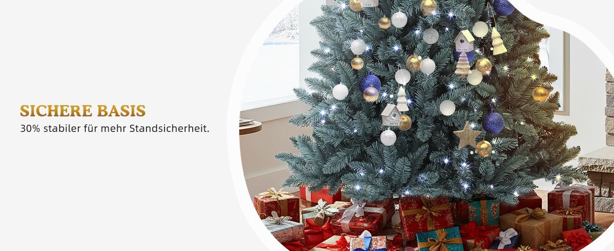 180cm Künstlicher Weihnachtsbaum mit 450 LED Weihnachtsbäume Tannenbaum Dekobaum mit Ständer, Blaufichte