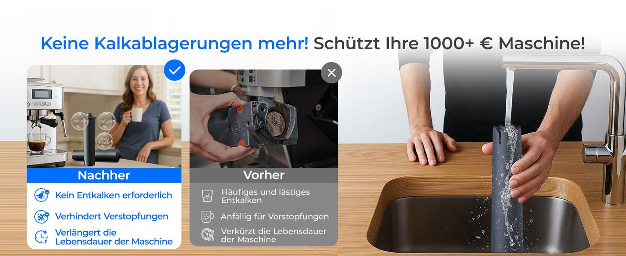Waterdrop Ersatzwasserfilter,Kompatibel mit Smart,Smart+,24233 Filterpatrone, Kompatibel mit E8,E6 Kaffeevollautomat,Verhindert Kalkablagerungen (3)