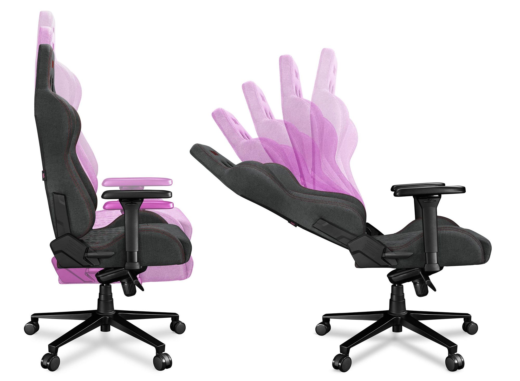 YUMISU Gaming Stuhl Bürostuhl 2050 Magnetic Höhenverstellbar bis 150kg Belastbar Rückenlehne und Sitz aus Kaltschaum GRAU ROT Stoff