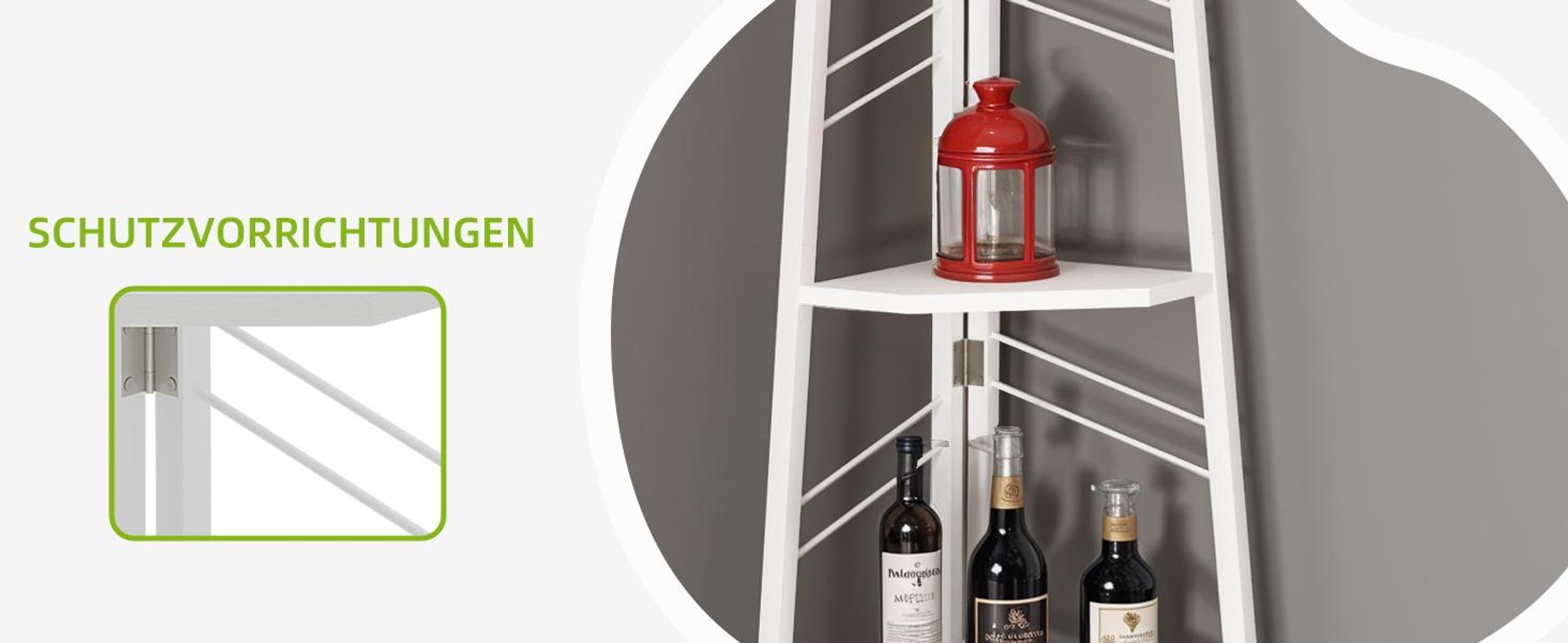 YITAHOME Eckregal 5 Ebenen, Eck-Bücherregal, 160cm Standregal Lagerregal, Weiß