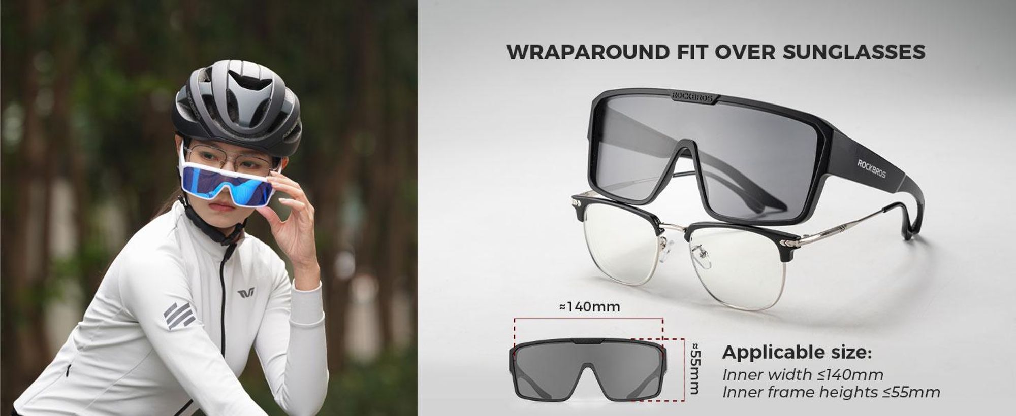 ROCKBROS Gafas Deportivas Polarizadas UV400 TAC PC Unisex Para MTB Pesca Running Golf Gris Polarizado