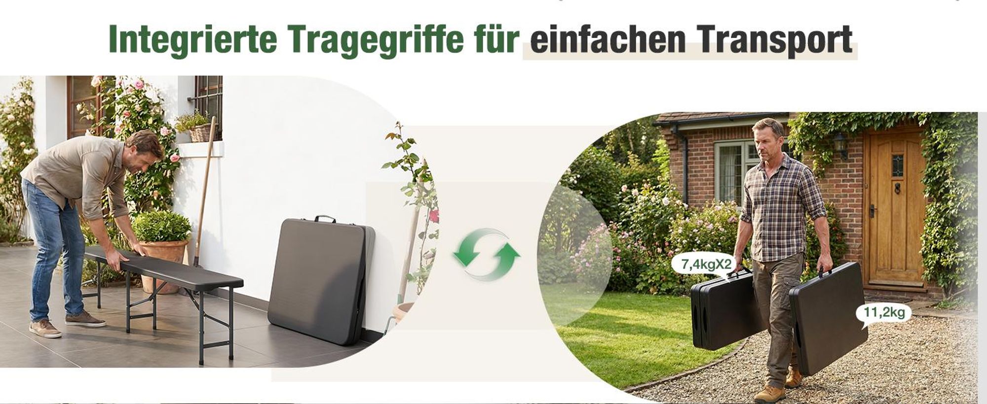 180cm Bierzeltgarnitur Klappbar Festzeltgarnitur mit Tragegriffe Gartenmöbel Set