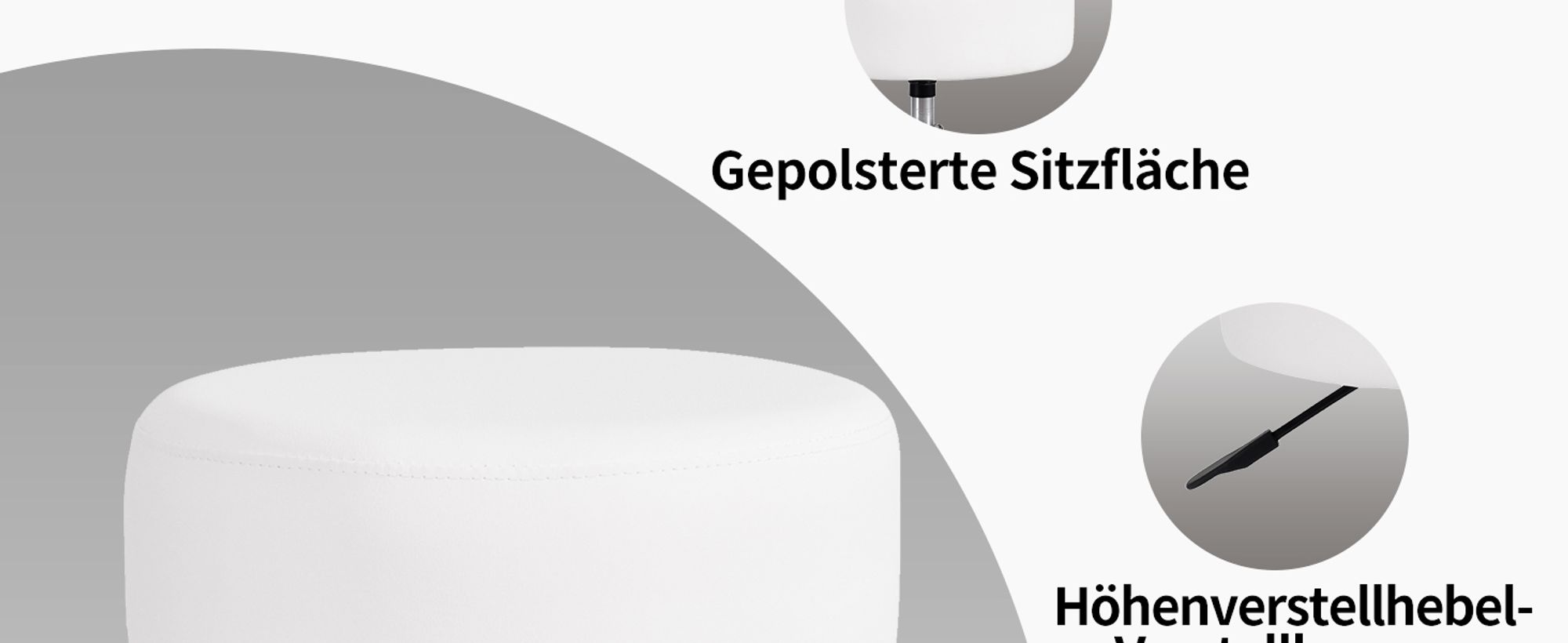 Duhome Drehhocker Schminkhocker Sitzhocker mit Polsterung Höhenverstellbar Drehbar aus Kunstleder, Weiß