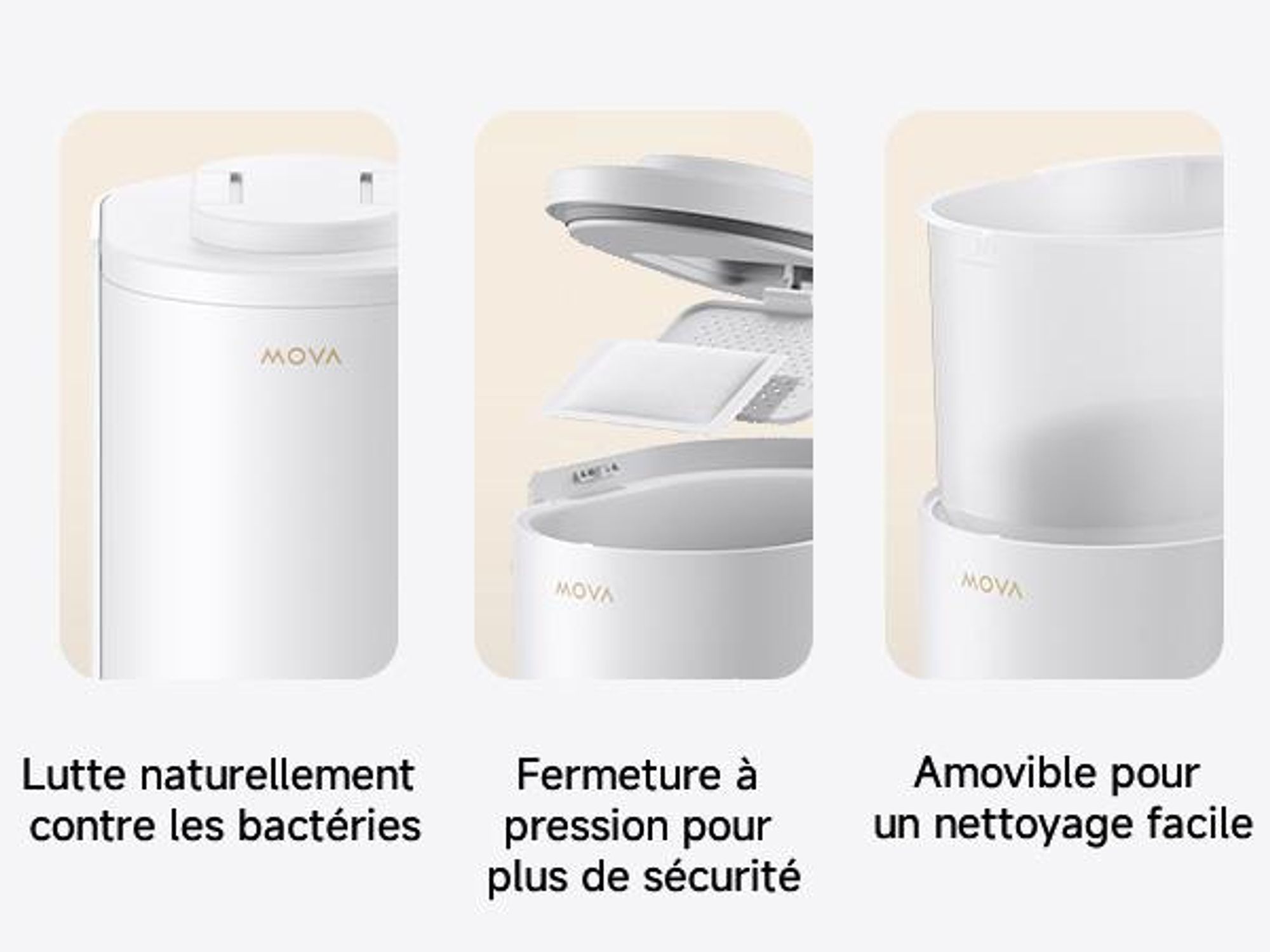 MOVA LR10 Prime Bac à litière automatique blanc, 110 L d’espace intérieur, jusqu’à 15 jours de nettoyage autonome, double système anti-odeurs, 12 disp