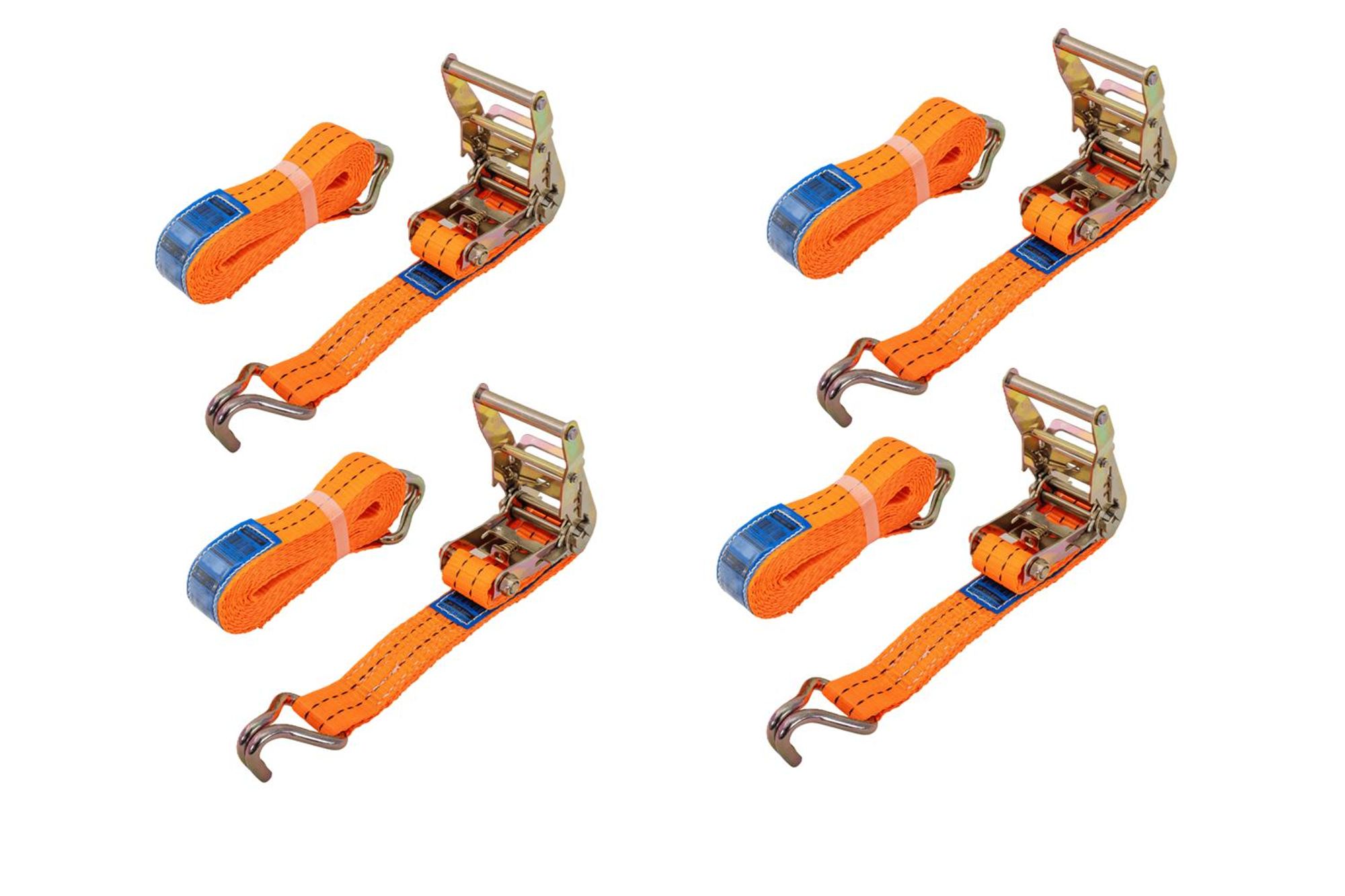 UNITRAILER Spanngurte Set 4 Stück 4m 35mm 2t Zurrgurte mit Ratsche orange LC 2000 daN für Anhänger