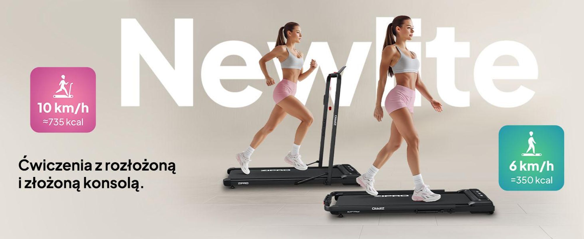 ZIPRO Newlite Składana bieżnia – Walking Pad Podblatowa bieżnia do domu o prędkości do 10 km/h Urządzenie fitness Pilot Bluetooth