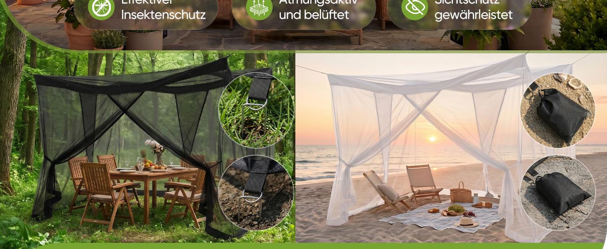 Sekey Moskitonetz Pavillon 3,5x2,5x2,5m Insektenschutz Garten Outdoor Balkon Fliegennetz für Pergola Garten groß Mückenschutz stabil