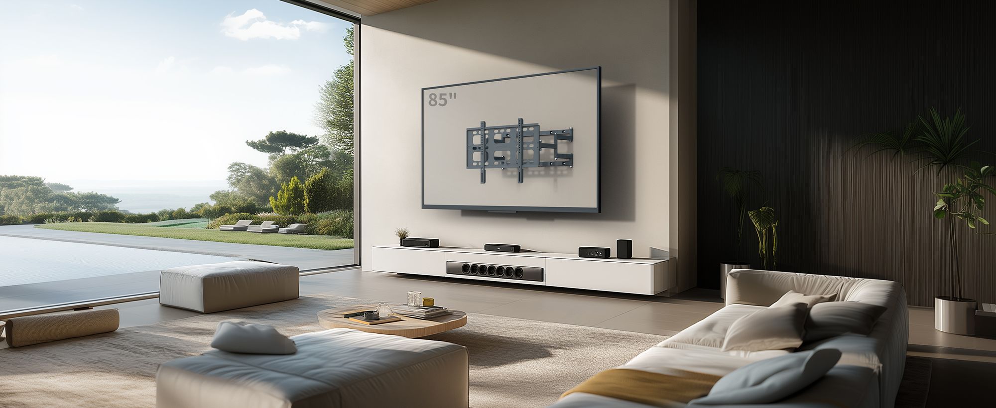 WISFOR TV Wandhalterung Schwenkbar Ausziehbar für 40-85 Zoll Fernseher bis zu 100kg VESA 600x400mm, vormontierte TV Halterung, Extra Stabil