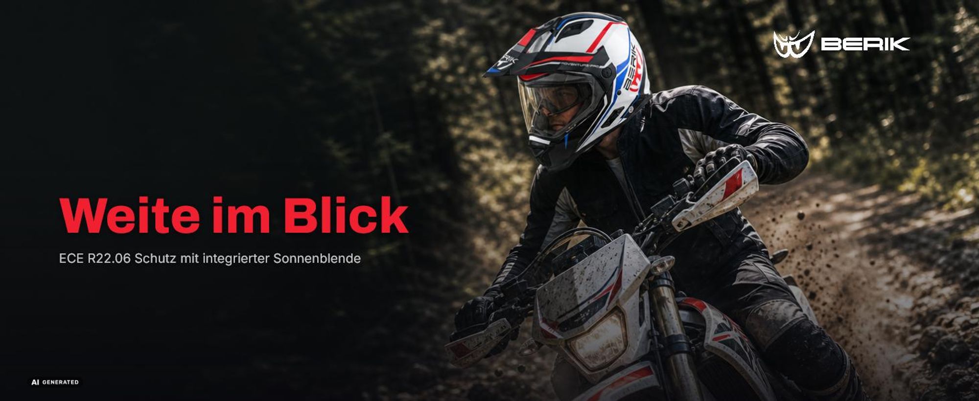 Berik MX313 Volstom Adventure Pro Enduro Helm, grau/blau, M