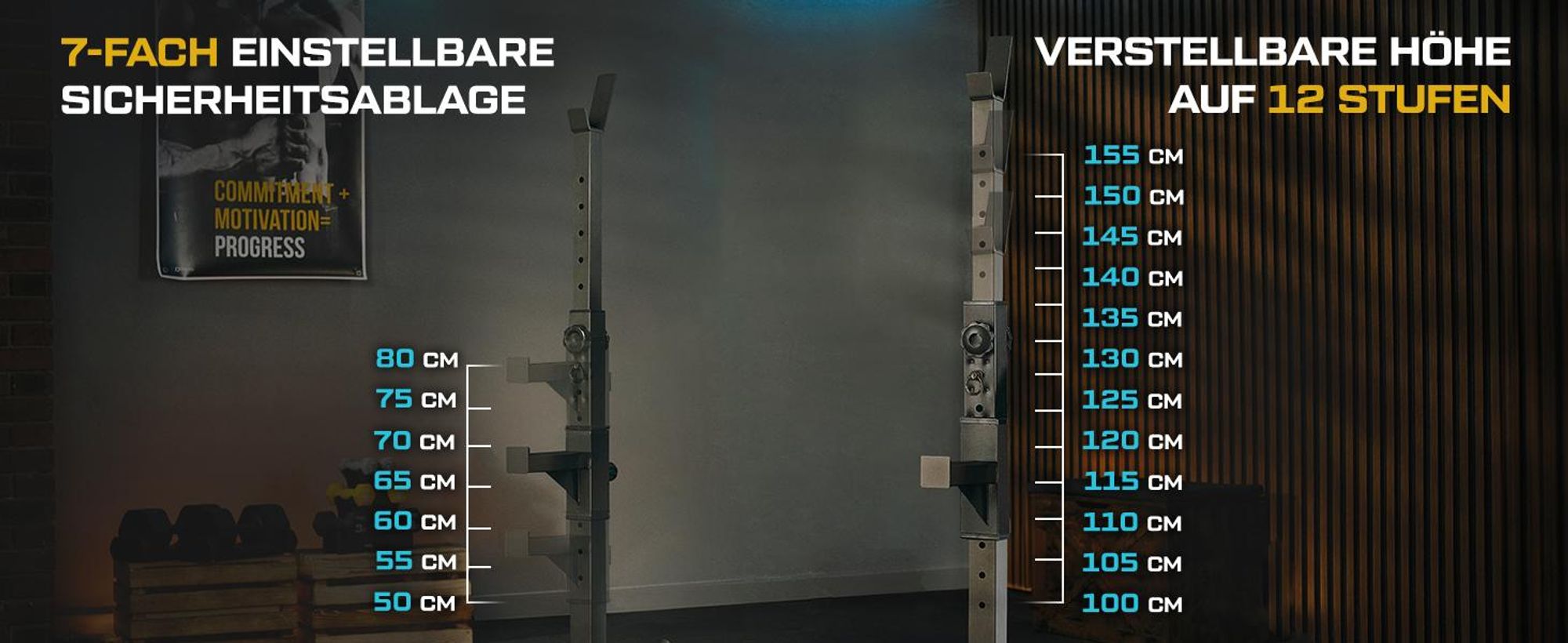 TREX SPORT Hantelbank mit Gewichten Set | Klappbare Trainingsbank, verstellbare Hantelablage, Sicherheitsablage, Bankdrücken | Hantelscheiben 66kg