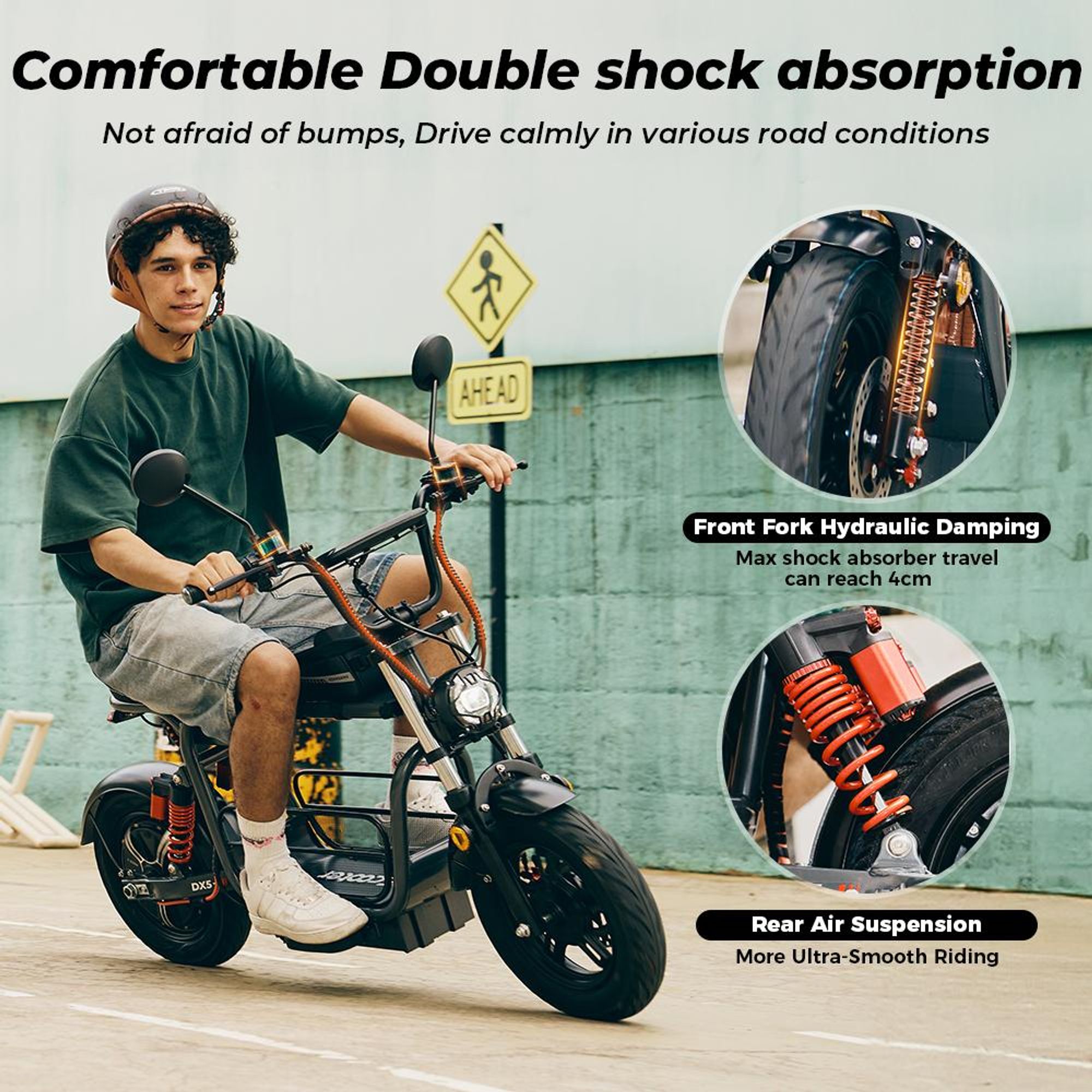 Vélo utilitaire électrique DX5, 48V 15,6Ah, IPX4, déverrouillage NFC, alarme antivol, charge 150 kg