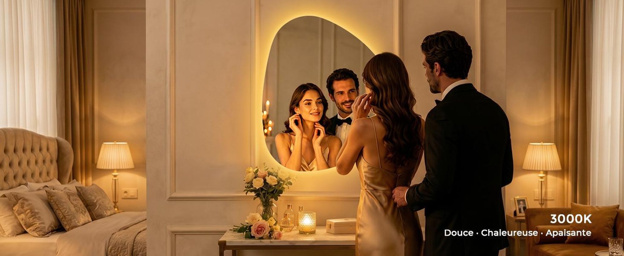 S'AFIELINA Miroir Salle de Bain LED 80 x 90 cm, Rétroéclairé, Sans Cadre, 3 couleurs de lumière, intensité réglable, anti-buée et mémoire.