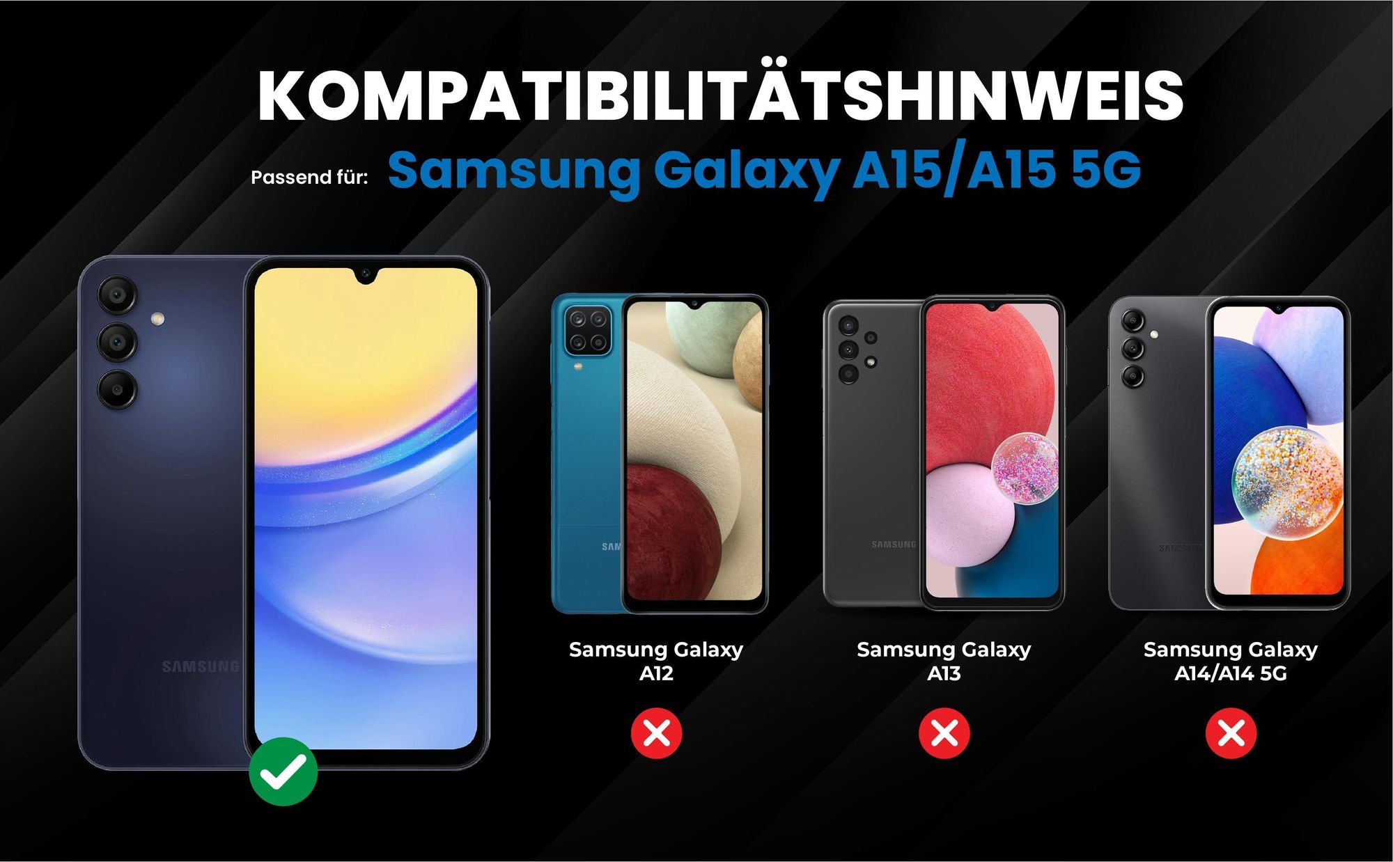 Kompatibilitätshinweise Hülle für Samsung Galaxy A15 / A15 5G