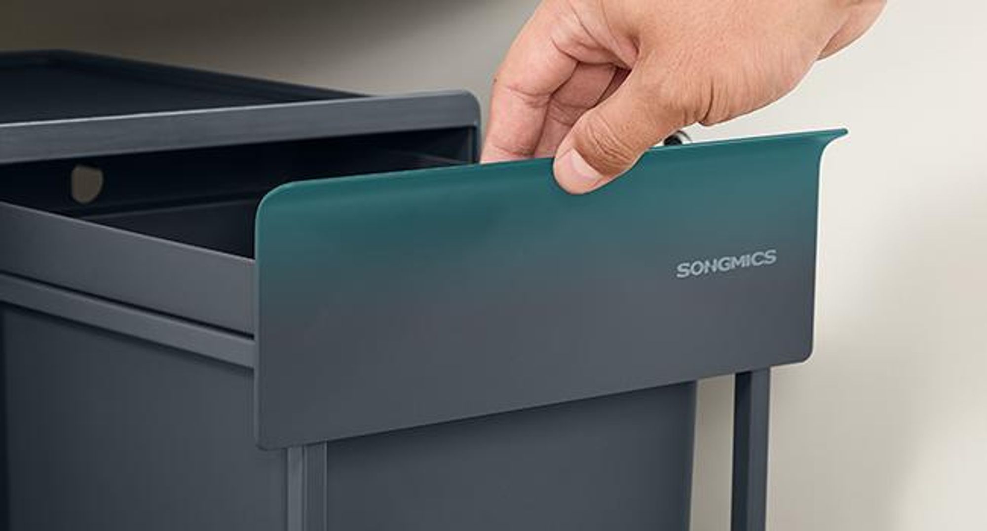 SONGMICS Mülleimer Küche, für Unterschrank, 1 x 20 L, Abfalleimer, ausziehbar, Stahlrahmen, grau
