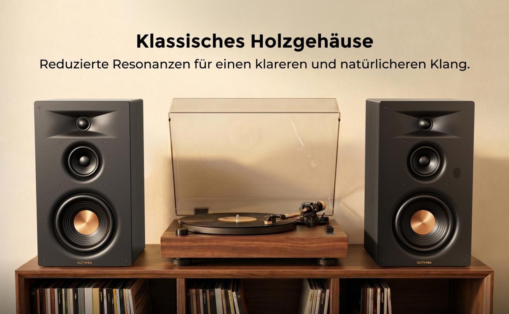 ULTIMEA BS-3 Aktivlautsprecher 3-Wege Regallautsprecher mit 5,25" Tieftöner, Bluetooth 6.0, HDMI ARC/Optisch/USB, Auracast, App-Steuerung, 70W RMS