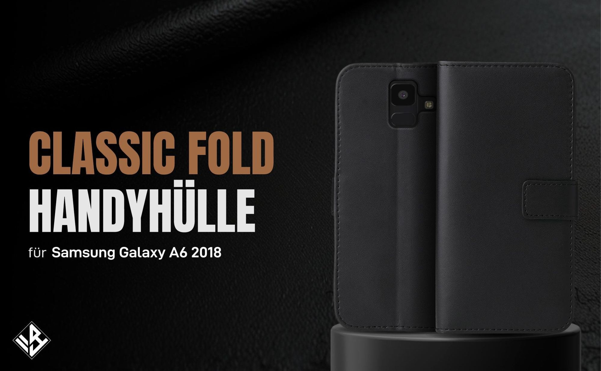 Schwarze Klapphülle für Samsung Galaxy A6 (2018) mit Wallet-Funktion