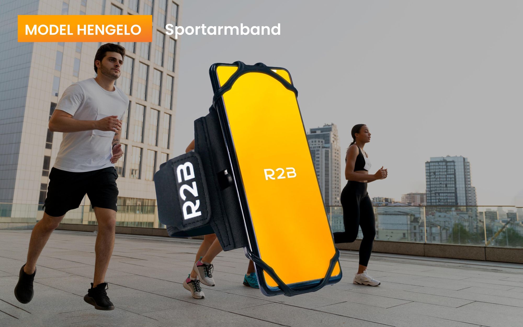 R2B Hardloop Telefoonhouder t/m 6,5 inch – 360° Draaibaar – Zwart