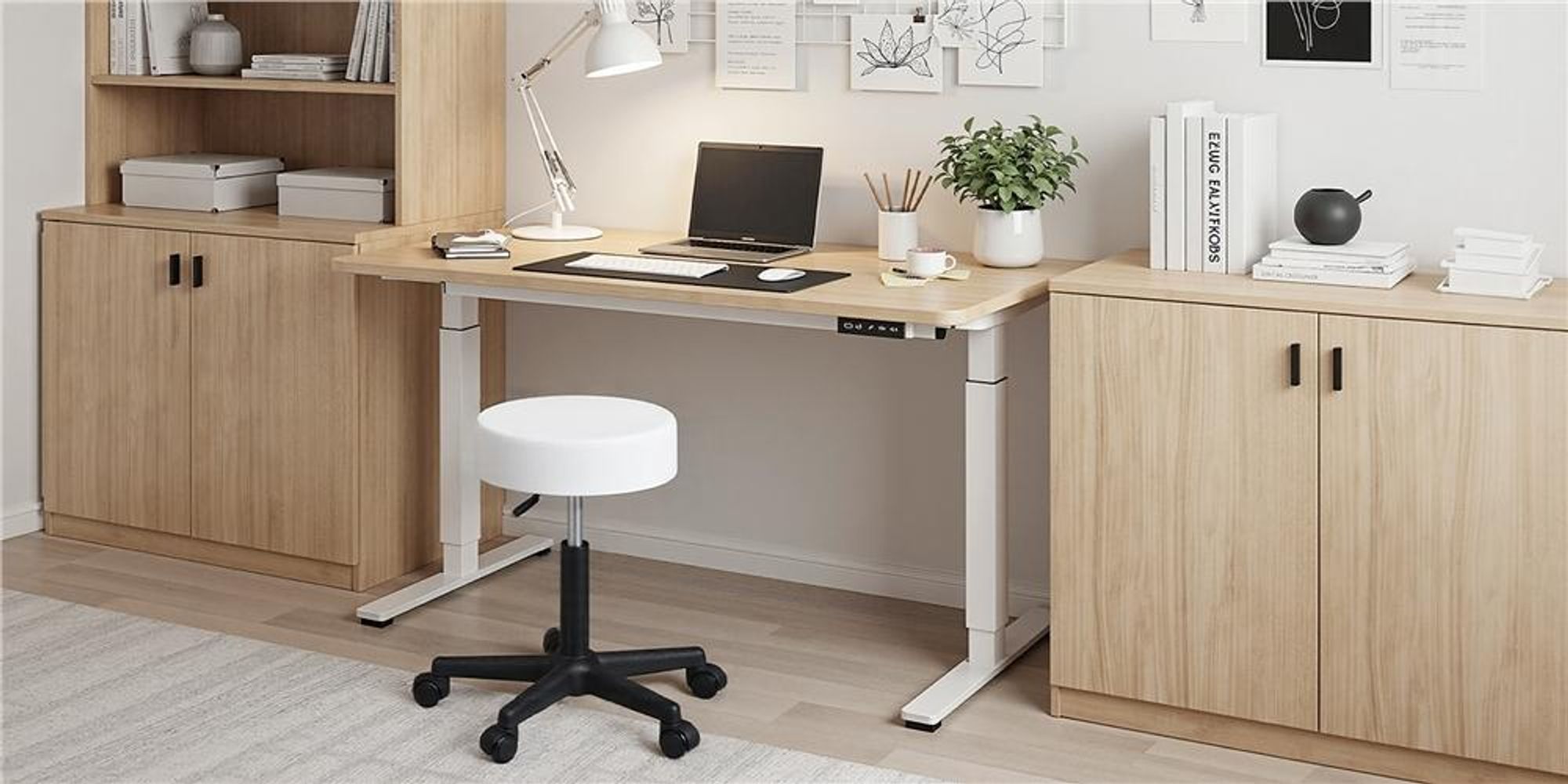 Yaheetech Rollhocker Drehhocker, höhenverstellbarer Arbeitshocker, Drehstuhl mit Rollen, Praxishocker Kosmetikhocker, bis 150 kg, Weiß