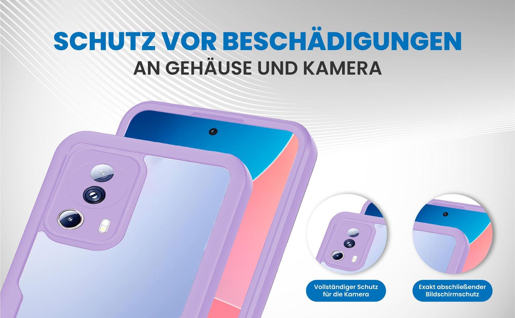 Violette 360 Grad Handyhülle für Xiaomi 13 Lite 5G Front und Backcover