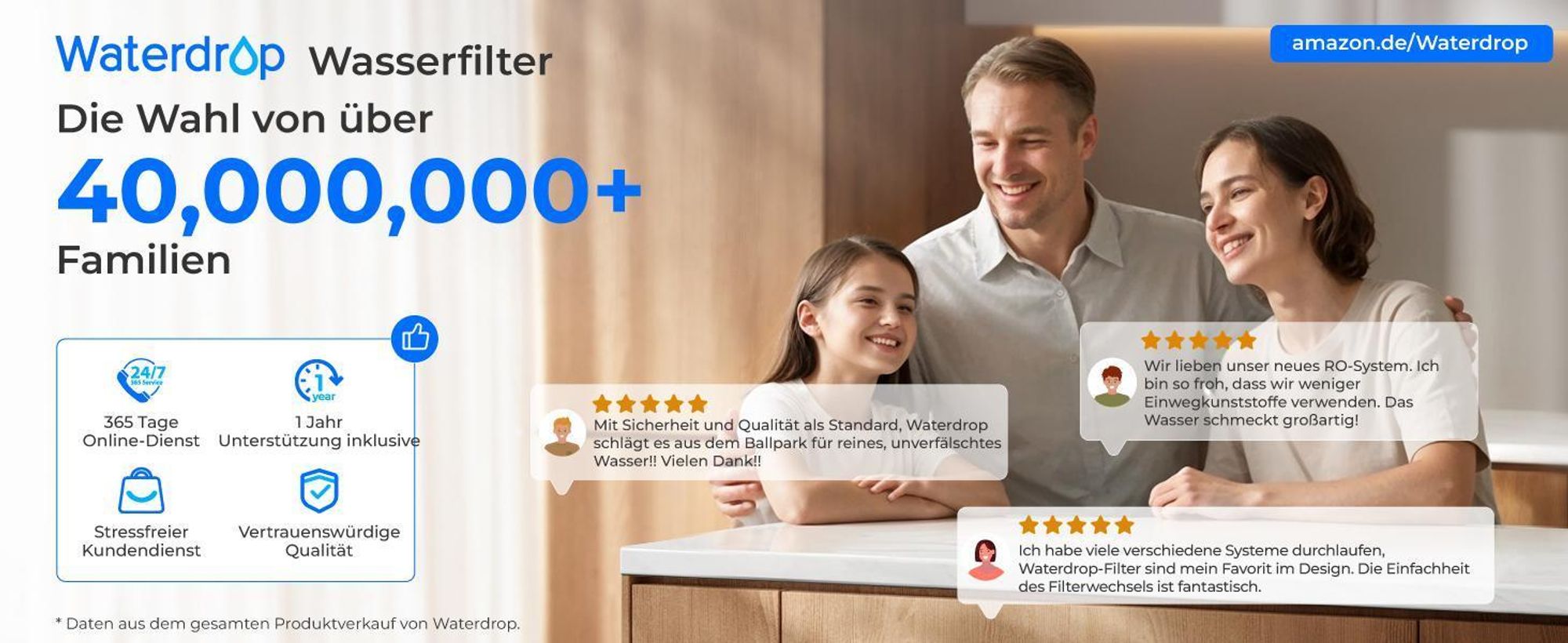 Waterdrop Umkehrosmoseanlage, 800 GPD, TDS-Reduktion, Keine Verkalkten Küchengeräte mehr, 3:1 Pure-to-Drain, RO ohne Tank,WD-G3P800