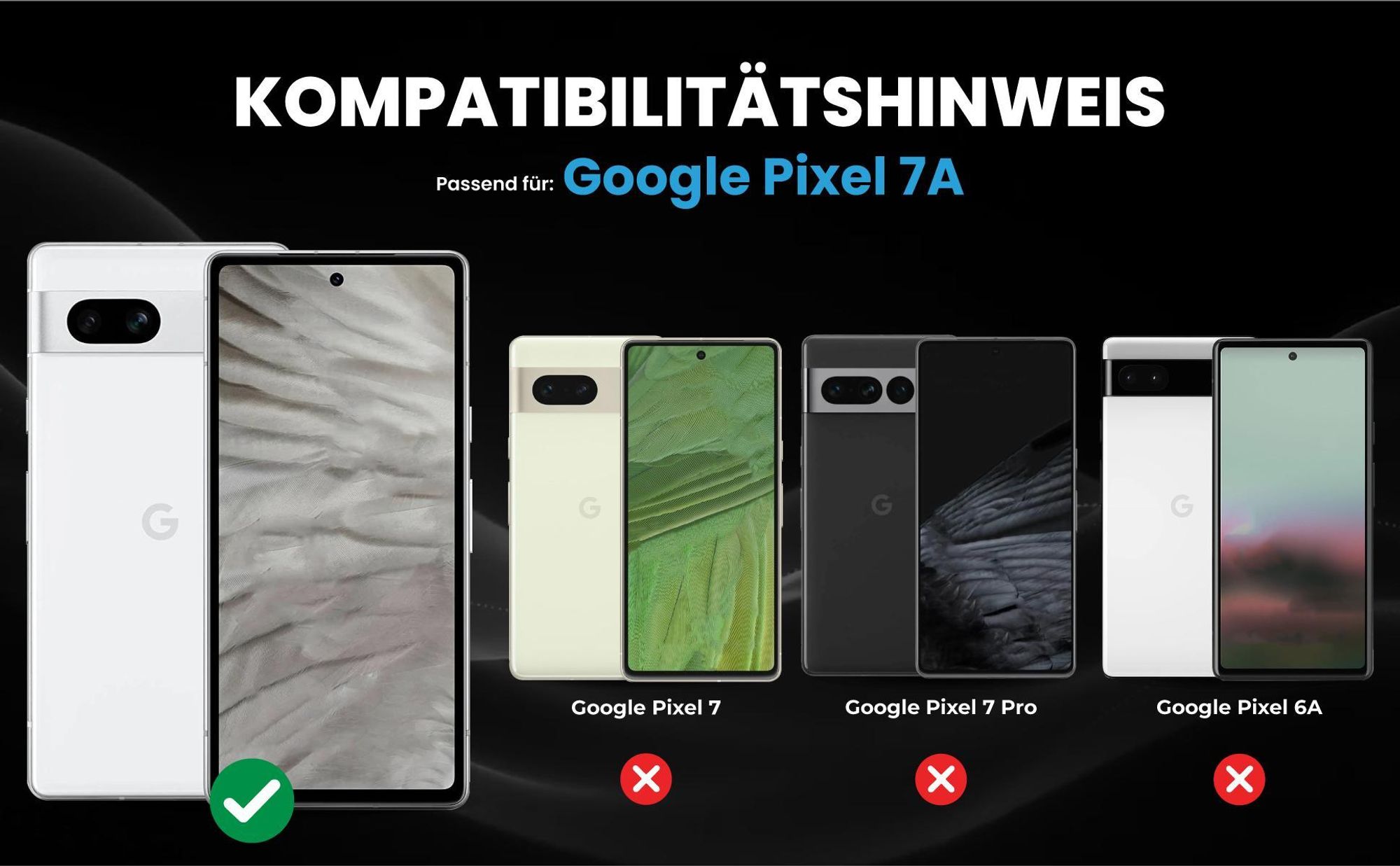 Kompatibilitätshinweise Hülle für Google Pixel 7a