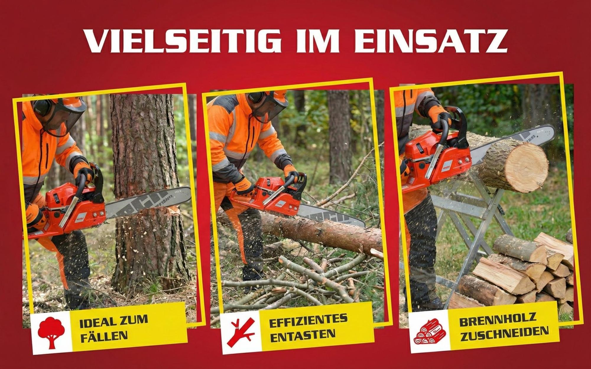 Kettensäge Motorsäge Benzin HECHT 45  | 40 cm Schnittlänge | 2,1 kW / 2,7 PS | Easy-Start | 47 cm Schwert