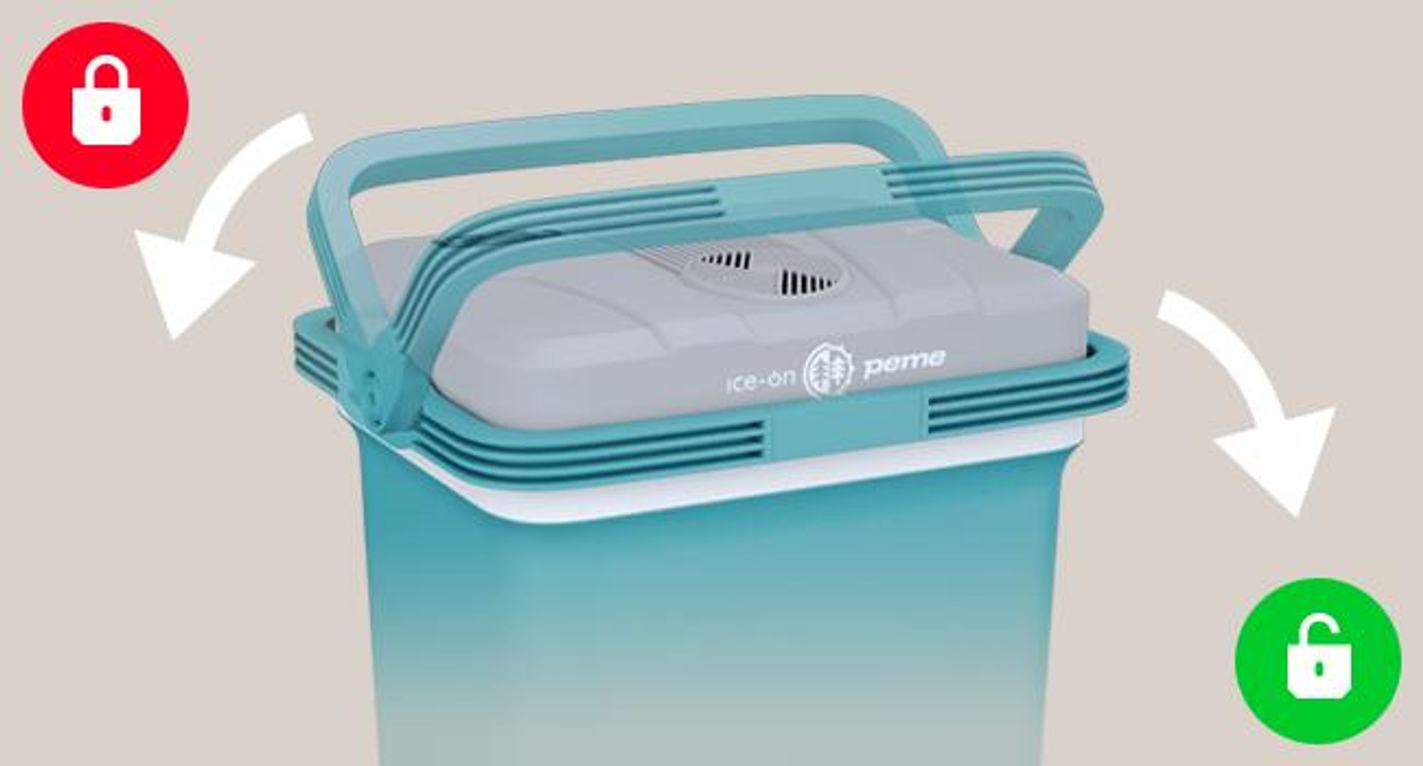 PEME Essential 23L Elektryczna lodówka turystyczna 12 V 230 V – termoelektryczna torba chłodząca do samochodu, na kemping, mini lodówka, pojemnik termiczny, USB, ECO, przenośna, podróżna, turkusowa