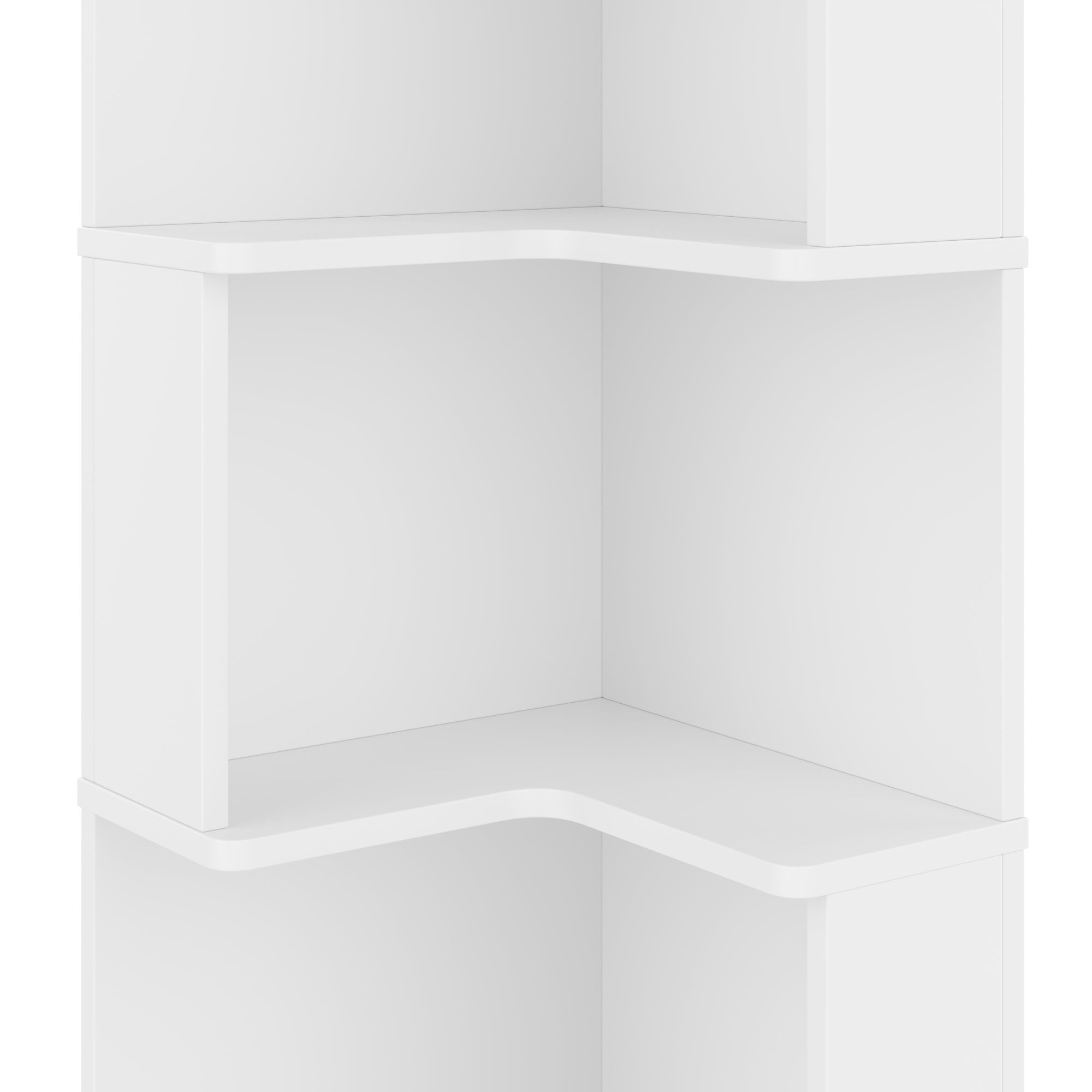Merax Eckbücherregal, mit LED-Lichtleiste, 5 Ebenen L-förmiges Bücherregal, Badezimmerschrank, für Wohnzimmer Schlafzimmer Büro, Weiß