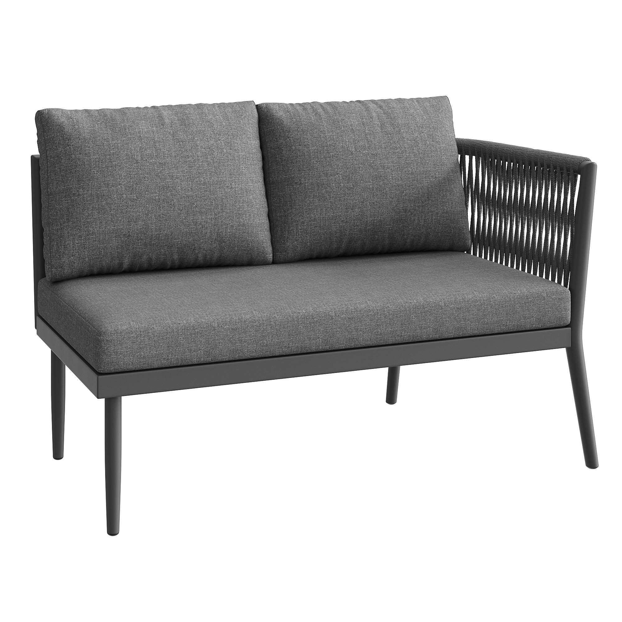 Flieks Rattan Gartenloungeset 6-tlg., Balkonmöbelset für 5-6 Personen, Gartenmöbel-Set mit 2 Gartentischen, Gartengarnitur mit Ecksofa und Stuhl, Grau