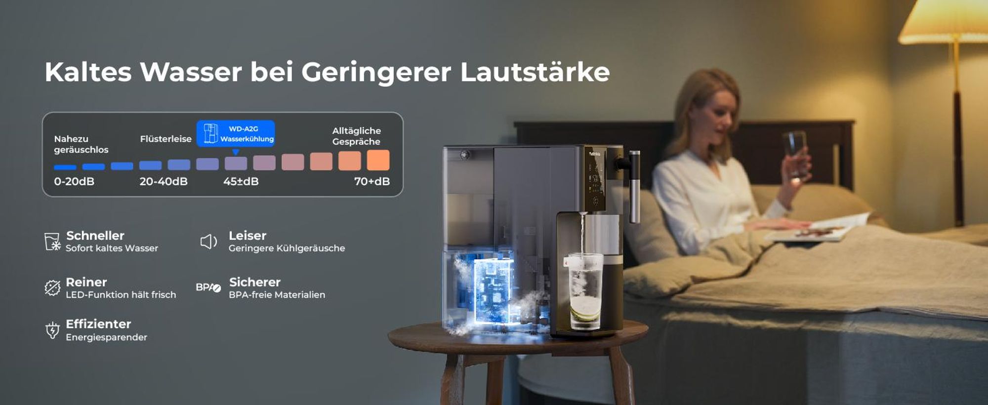 [Mineralisiert] Waterdrop WD-A2G Auftisch-Umkehrosmoseanlage, Heiß- und Kalt-RO, Tragbarer Reinwassertank, 6 Temperaturen