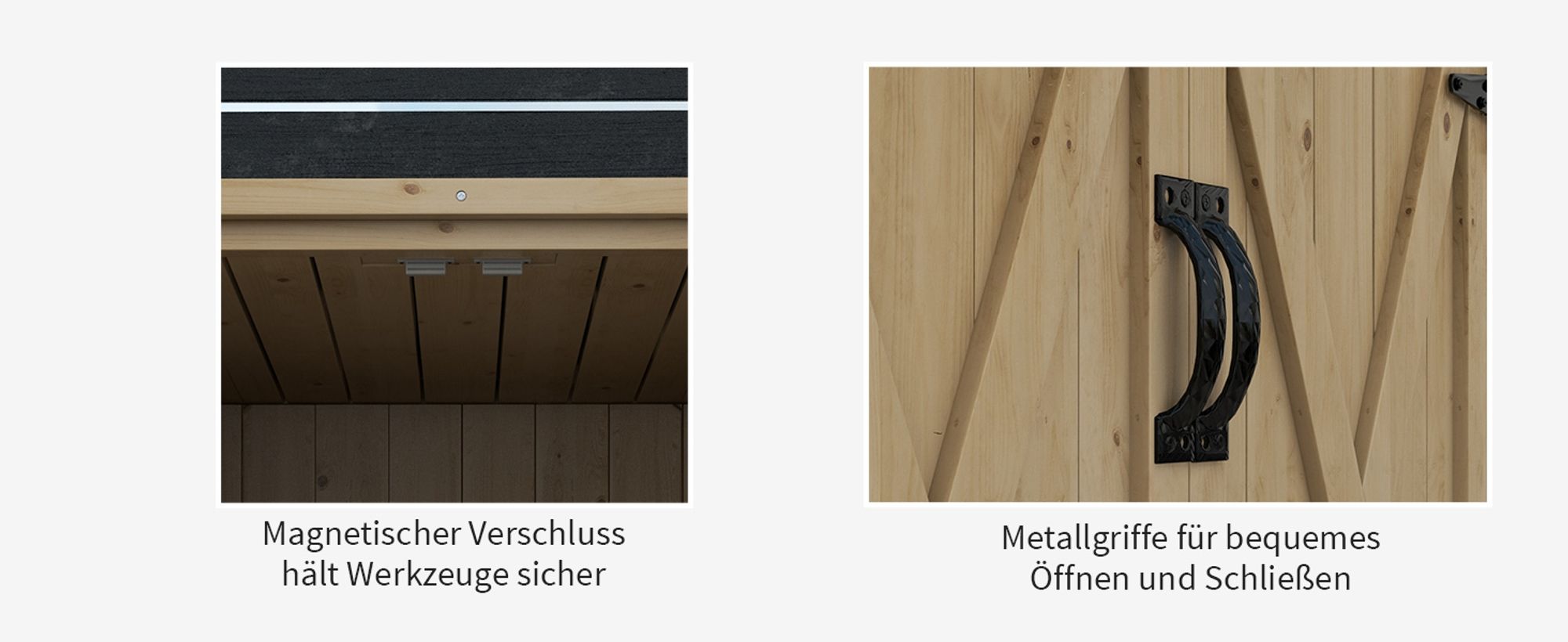 Outsunny Gartenschrank, Geräteschrank, Wetterfester Geräteschuppen, Holzschrank mit Doppeltür, Gartenschuppen für Garten, Balkon, Natur, 77,5 x 88 x 90 cm