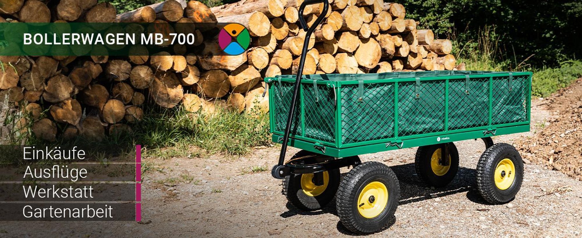 Miweba Bollerwagen | Transportwagen - Handwagen - Transportkarre - Gartenwagen - Gartenkarre - Gerätewagen - klappbar - bis 700 kg belastbar (Schwarz)