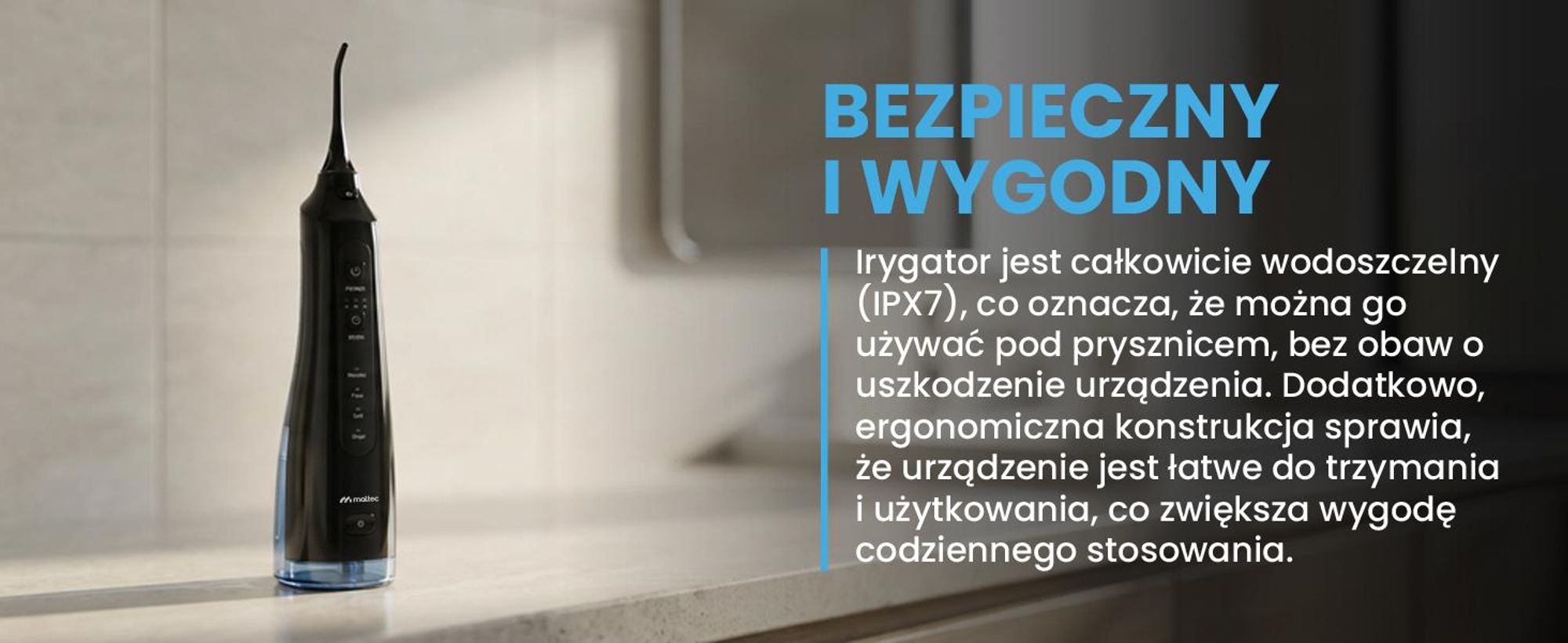 Wydajny irygator do jamy ustnej z baterią i etui podróżnym