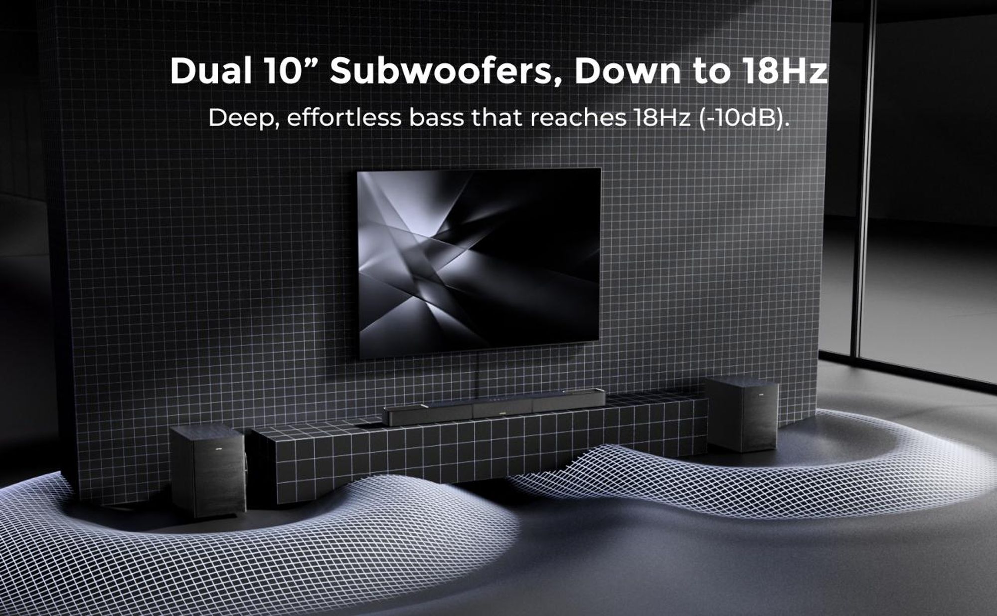 ULTIMEA Skywave X100 Dual 9.2.6, soundbar s technológiami Dolby Atmos & DTS:X, optimalizovaná spoločnosťou THX, s 2 subwoofermi o veľkosti 10 palcov, výkonom 2000 W, podporou 8K a bezdrôtovým pripojením
