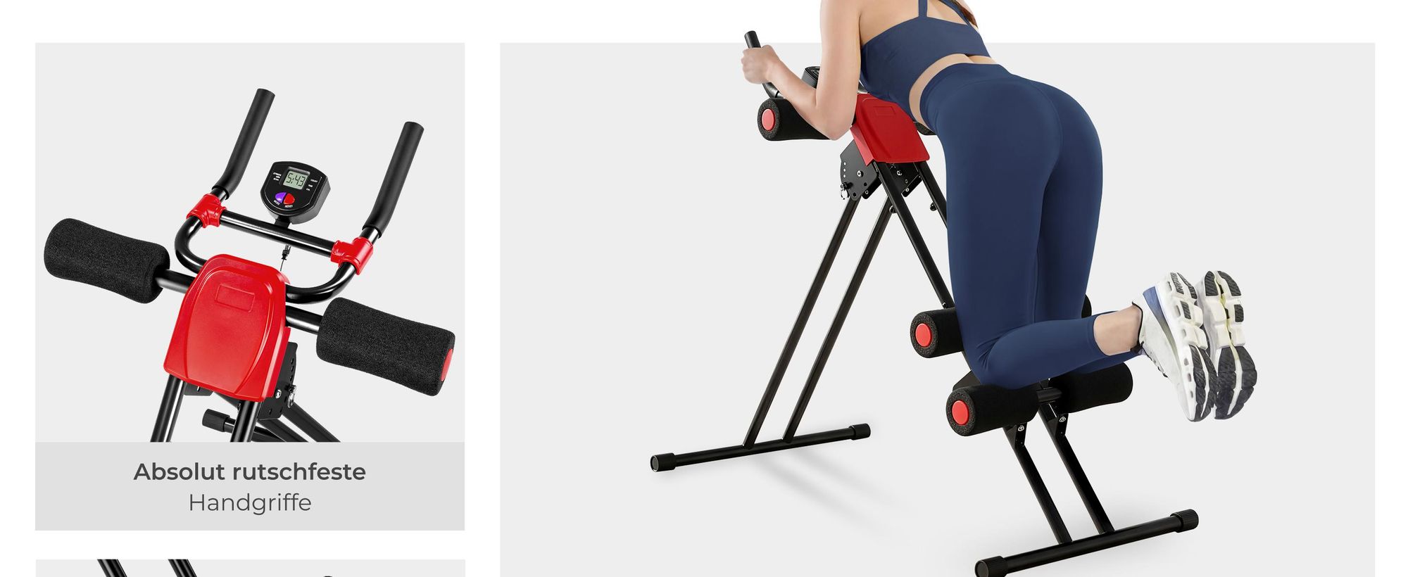 tectake® Bauchtrainer 5-fach verstellbar mit Trainingscomputer