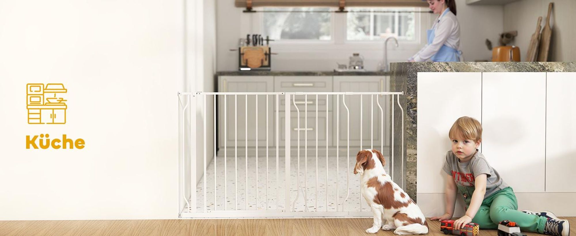 Hunde Türschutzgitter Treppenschutzgitter, 75-145 cm Hunde Türgitter Weiß