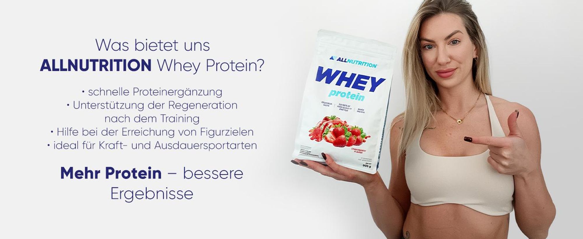 ALLNUTRITION Whey Protein 908g Erdbeere Protein-Nahrungsergänzungsmittel Muskeln Eiweiß Protein