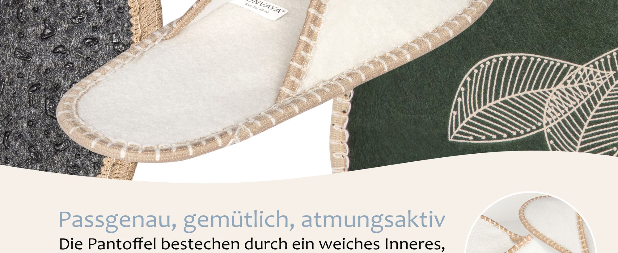 ONVAYA® ABS Gästepantoffel | Blätter | 6er Set | Antirutsch Sohle | Hausschuhe | Filzpantoffel | Gr. 36-45 Gästehausschuhe