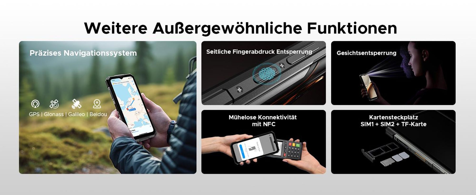 DOOGEE Fire 7 Outdoor Smartphone Handy, 5G, Android 16, IP68/IP69K, 6,6" 90Hz, 13000mAh, 36+128GB, 64MP, NFC, Fingerabdruck, Dual-SIM, ohne Vertrag