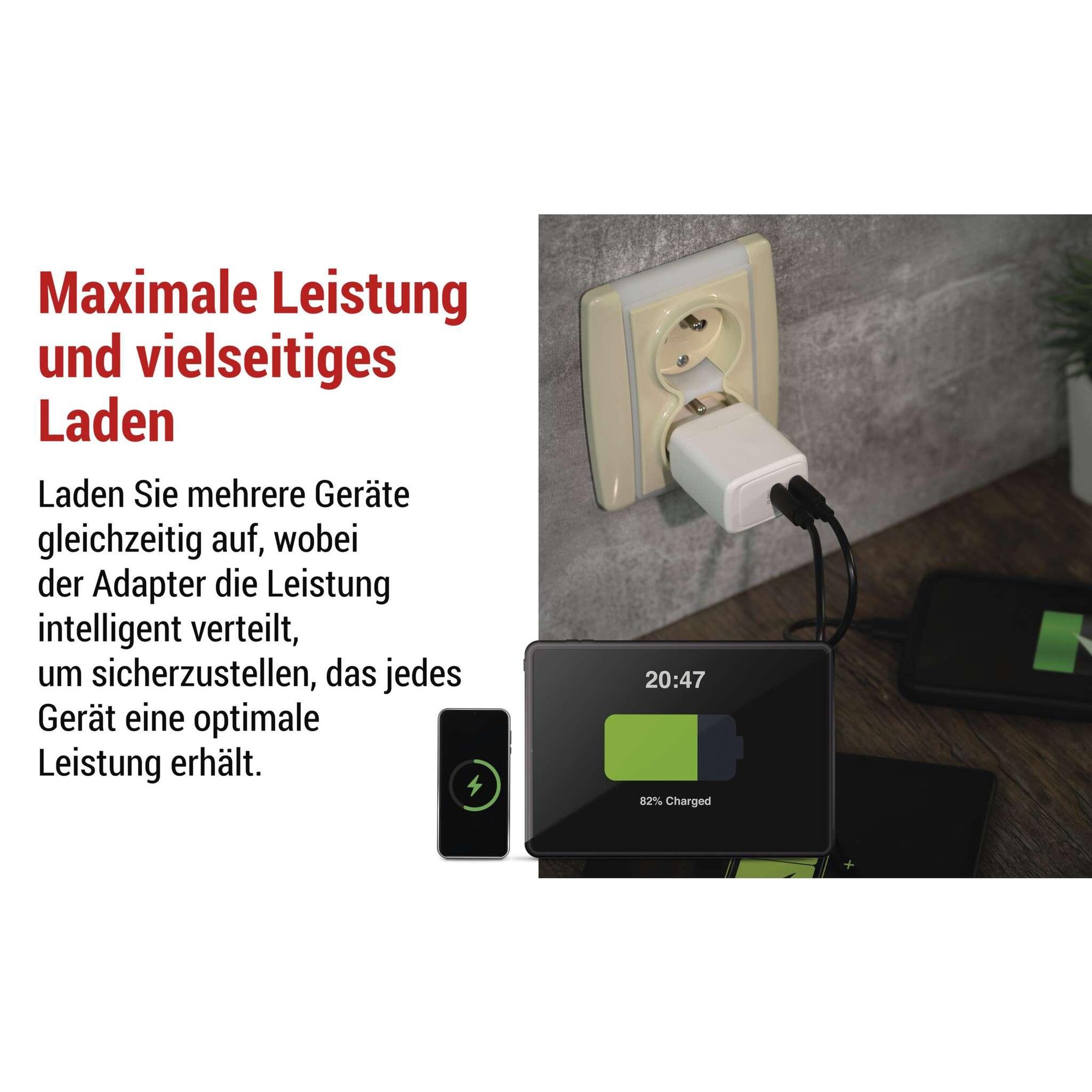 EMOS USB-C Ladegerät PD 35W, zweifaches USB-Netzteil mit GaN Technologie, PowerDelivery für Smartphone, iPhone, Tablets, 5-20 V, 3 A, Weiß, V03G35