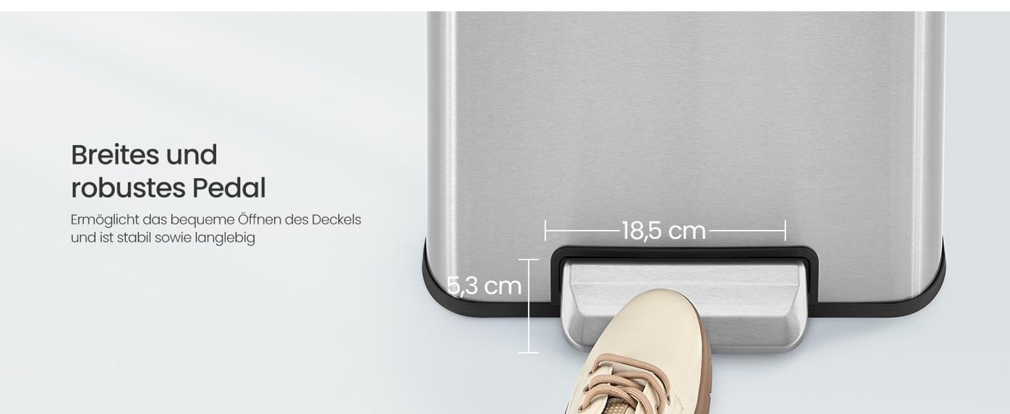 SONGMICS Mülleimer Küche, Mülltrennsystem 2x15L, 2 Fächer,Stahl,Softclose-Deckel