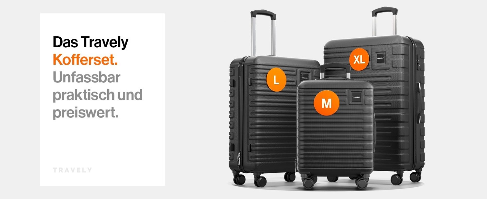 Travely Polycarbonat Koffer Groß 77cm XL - 100L Innenvolumen - 158cm Gurtmaß, sehr robuster Hartschalen Koffer mit sanften Rollen & TSA Schloss, Reisekoffer, Koffer & Trolleys, Reisekoffer mit Rollen