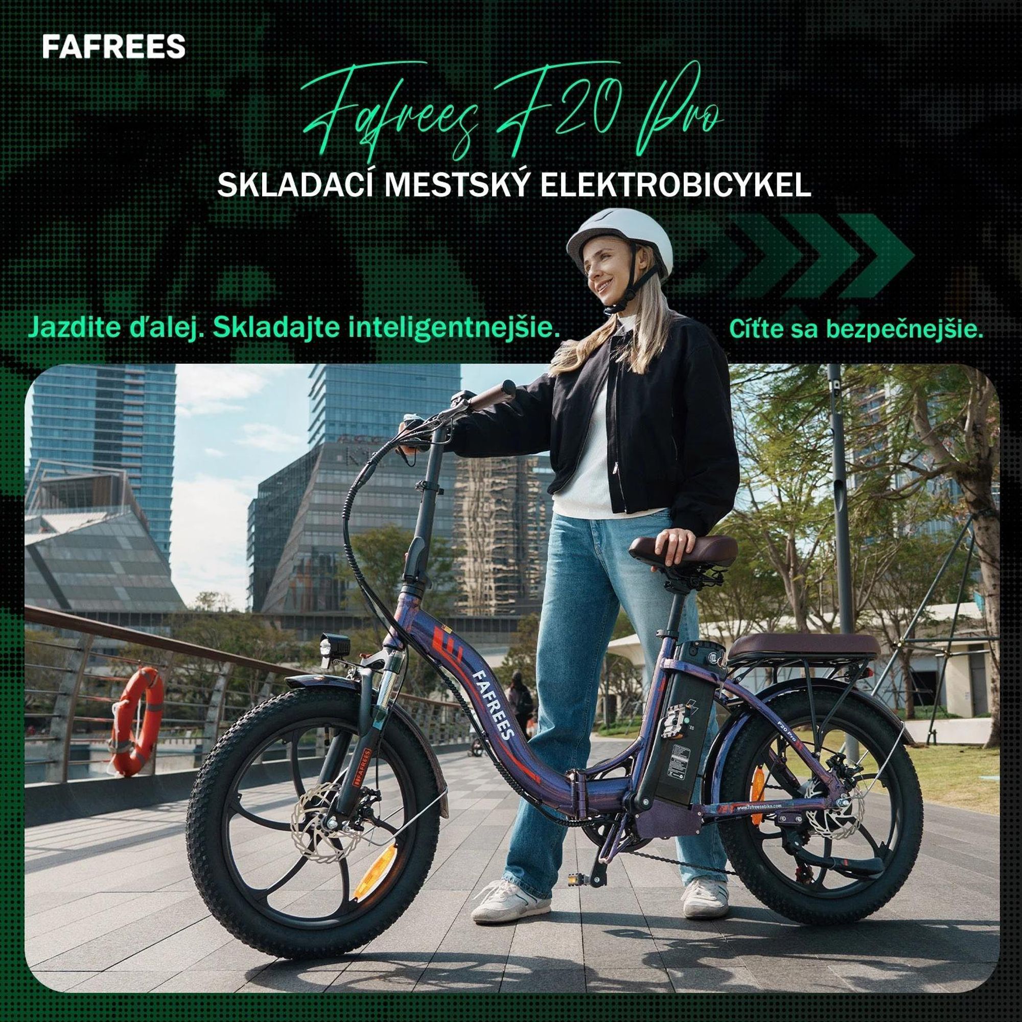 E-bike FAFREES F20 Pro - Motor 250W Batéria 36V20Ah Pneumatiky 20" Mechanická Kotúčová Brzdy - Oslnivá Modrá