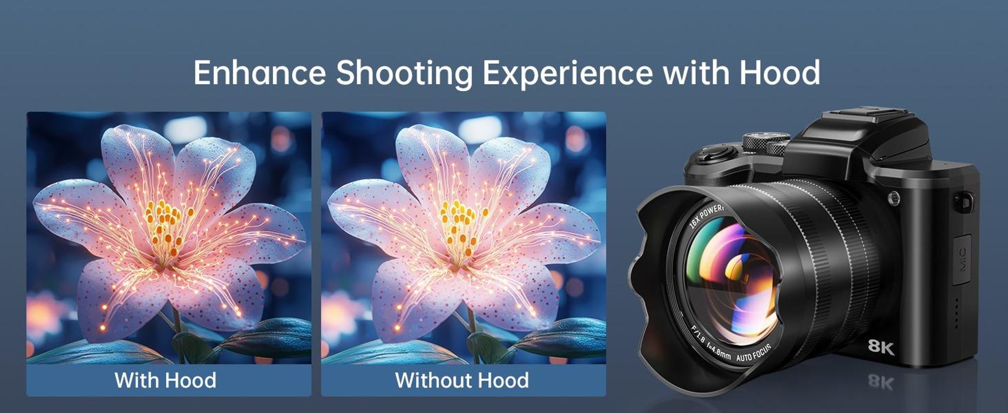 8K Digitalkamera für Fotografie AutofokusWLAN 88 MPVlogging-Kamera mit zwei Objektiven 16-fachem Digitalzoom und Touchscreen Reisekamera