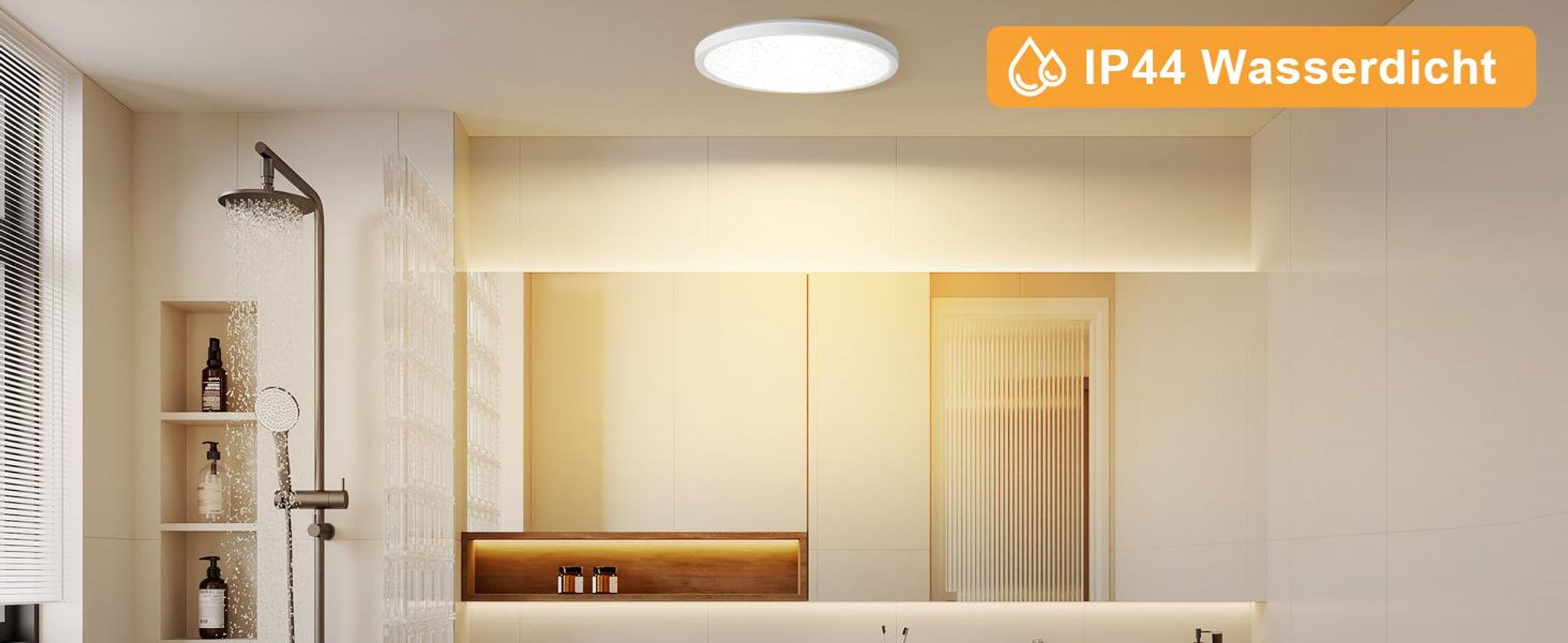 ZMH Deckenlampe LED Deckenleuchte Flach 18W Warmweiß Ø22cm Deckenbeleuchtung IP44 Küchenlampe Rund Weiß für Flur Küche Schalfzimmer Klassenzimmer