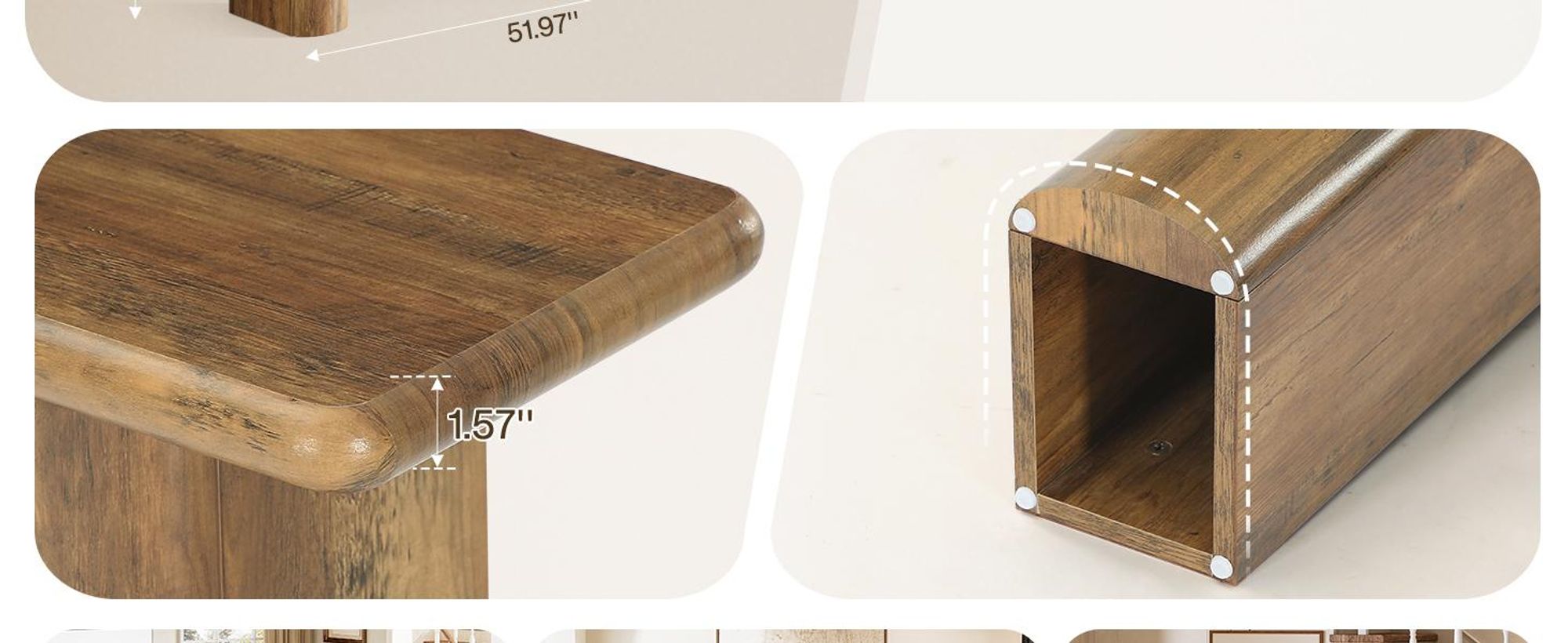 Tribesigns Konsolentisch, 160 cm, rechteckiger Sofatisch aus Holz im Industriestil, rustikales Bauernhaus-Eingangsmöbel für Eingang, Flur, Braun