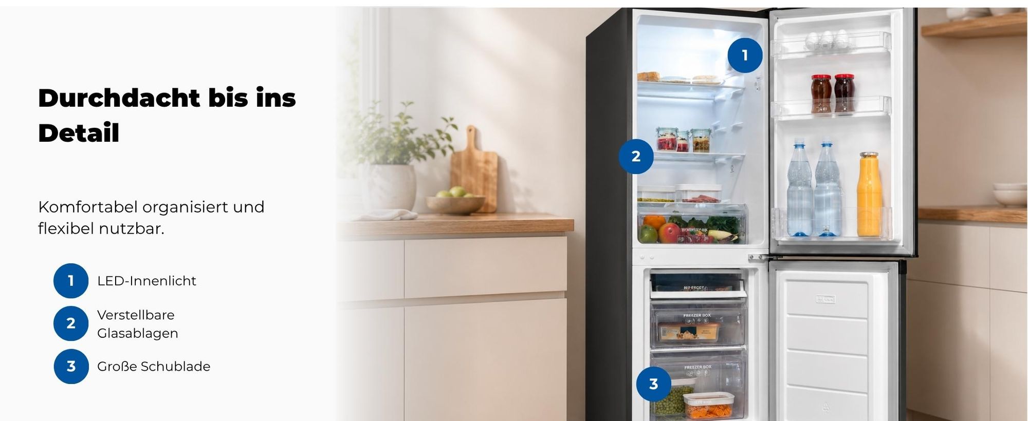 Exquisit Kühl-Gefrierkombination, Kühlschrank mit Gefrierfach, 4-Sterne-Gefrieren, 157 Liter, Schnellkühlen, KGC5231-60-E-050C weiss
