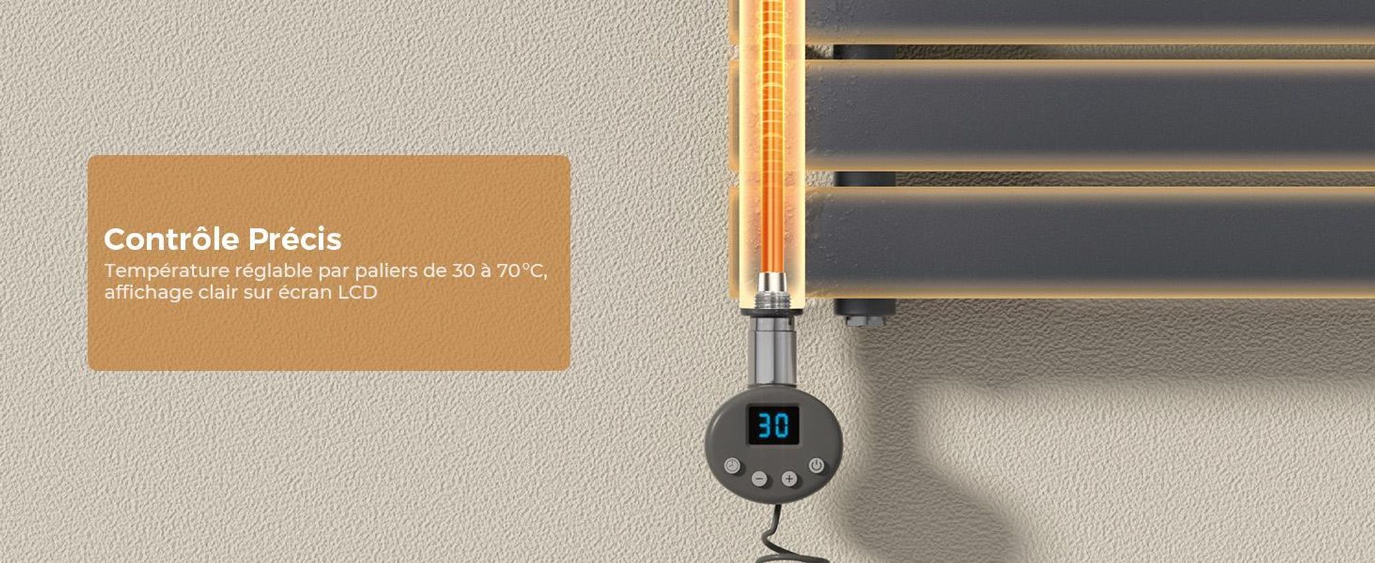 S'AFIELINA – Sèche-serviette électrique 159.9×50cm avec thermostat WiFi,minuterie programmable et écran LCD,1000 W,Anthracite,idéal pour salle de bain